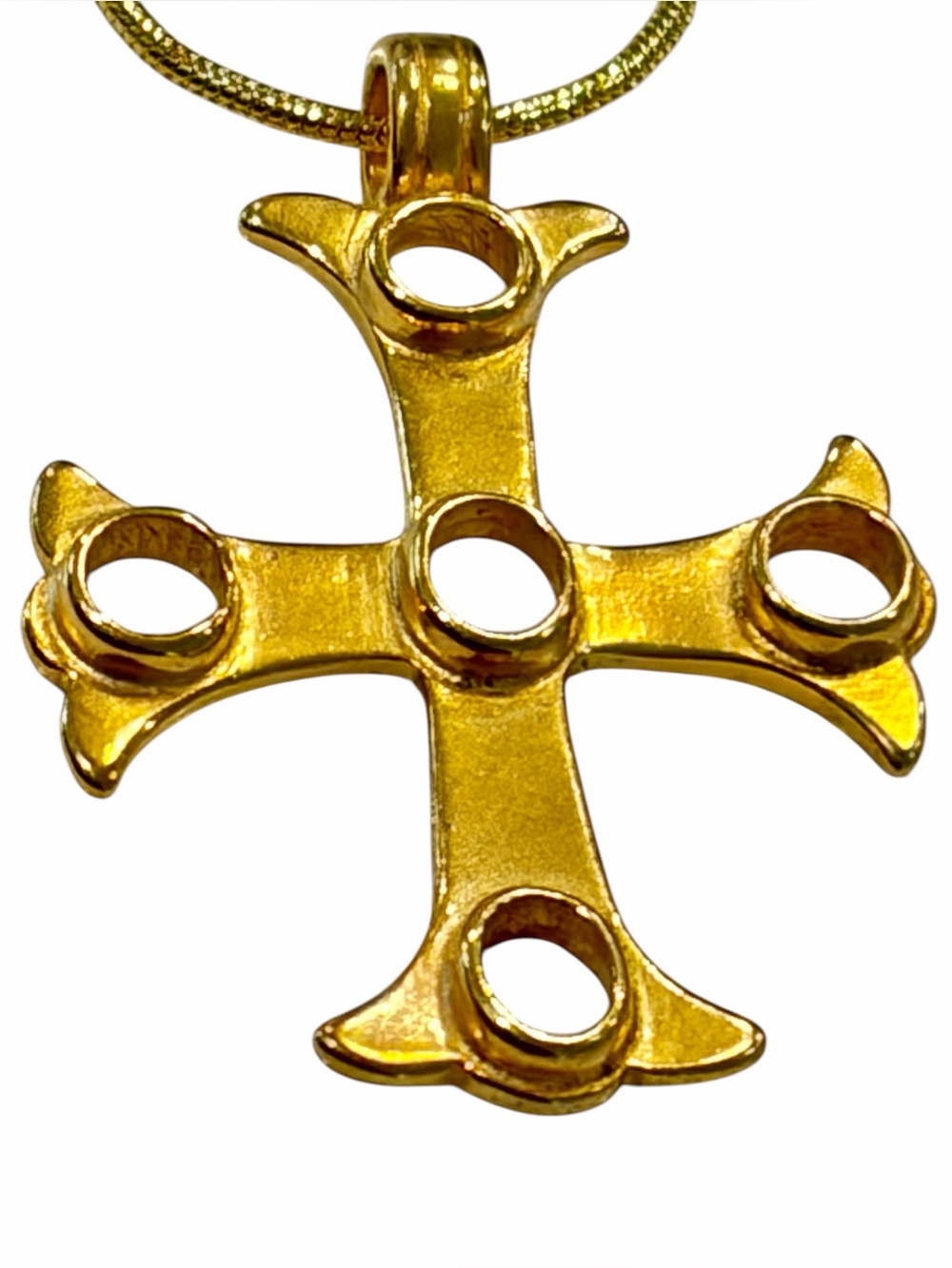 Vintage  Sterling Silver Cross With Gold Vermeil Pendant with 18" Chain